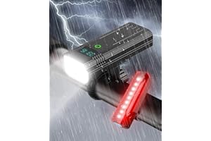 Enkifun Luci Bicicletta LED Ricaricabili USB, 2023 Aggiornamento 6/8 LED 6000/8000 Lumen Fanali Bicicletta LED Super Bright 5+5 Modalità Luce Bicicletta IPX5 Impermeabile Display LCD USB Ricaricabile