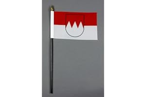 BUDDEL-BINI Buddel Bini Kleine Tischflagge Franken 15x10 cm mit 30 cm Mast aus PVC-Rohr, ohne Ständerfuß