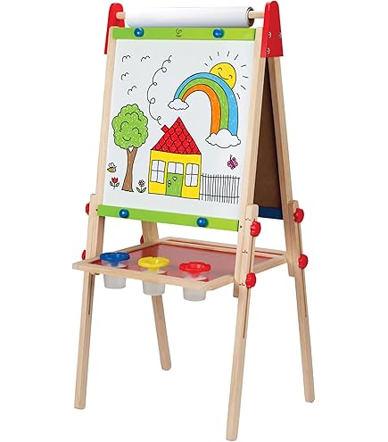 3 in 1 Lavagna per Bambini Cavalletto Pittura a Doppia Faccia con Rotolo di Carta, Altezza Regolabile 95-125cm Lavagna Pieghevole Multiattività con Vassoio di Stoccaggio e 100+ Accessoris da Disegno