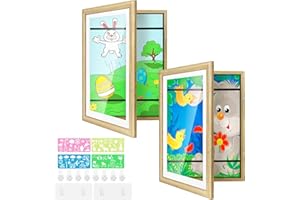 MIDTOY 2 Piezas Marco Dibujos Infantiles A4, 8.5x11 Marcos de Fotos Arte Coleccionar para Niños, Marcos de Apertura Frontal para Hogar Oficina Escuela, Capacidad 150 Obras