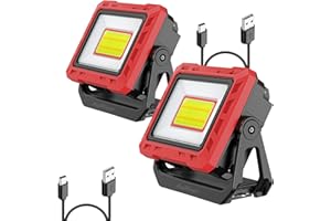 AuRiver Lámpara de trabajo, 2000 lúmenes, superbrillante, lámpara de inspección con batería externa recargable, para garaje, camping (2)