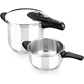 BRA Vitesse | Set of 2 pressure cookers 4 and 7 liters | With 2 cooking programs and opening locking system, suitable for all