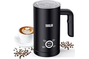Snailar 4 en 1 Espumador y Calentador de Leche Eléctrico 500W, 300ml para Espuma Caliente/Fría, Ideal para Café, Capuchino, Latte, Macchiato, Silencioso, Revestimiento Antiadherente, Fácil Limpieza