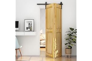 BONIKLUBA 153cm/5FT Rail Porte Coulissante Pliante Kit Roulette Suspendue Systeme Noir pour 2 Porte Coulissante Interieur 74cm Large