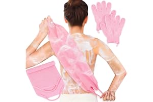 Anezus Dusch-Badehandschuhe, Rückenschrubber-Set für Körper, Gesicht, Dusche, Bad und Peeling (Rosa)