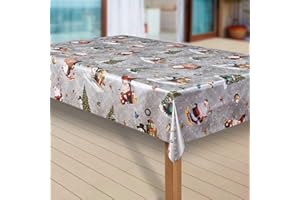 ‎LARO laro Wachstuch-Tischdecke Sterne Weihnachten Weihnachts-Motive PVC Wachstischdecke Eckig Meterware Wasserabweisend Abwischbar |20|, Muster:Weihnachtsmann grau/rot, Größe:110x160 cm
