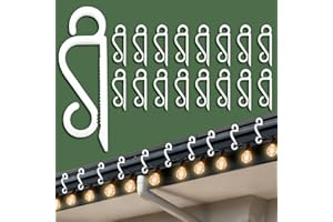 Isisyu Gutter Hooks for Outdoor Lights, 60 Pcs Slip-Resistant Christmas Light Gutter Clips with Reusable, Weatherproof, Plastic, Flexible, Durable for Hanging Xmas Icicle Curtain Fairy Lights