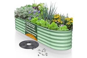 Hortem Raised Beds for Garden, 240 * 60 * 45cm, Deep Large Metal Raised Planter Outdoor for Free Assembly with Ease, Galvanized Raised Garden Bed for Vegetables, Flowers and Herbs，Green
