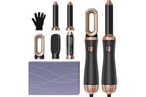 OKWRAP 5 in 1 Hair Style, Airbrush 5 in 1, Airstyler Multi-Blow Dryer Brush Set with Curl, Straighten, Wavy, Smooth, Magic Styler for All Hair Types and Leng