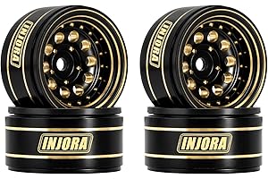 INJORA 1.0 Cerchi Beadlock Ottone Rivestimento Nero Cerchi per 1/24 1/18 RC Crawler Auto Assiale SCX24 AX24 TRX4M FCX24,Ottone