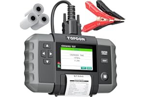 Testeur Batterie Voiture 12V 24V, TOPDON BT600 Testeur de Batterie et Alternateur pour Auto, Analyseur de Batterie avec Imprimante, Câble 1,8 m, écran Couleur 3,5" pour Camion Moto ATV SUV Yacht