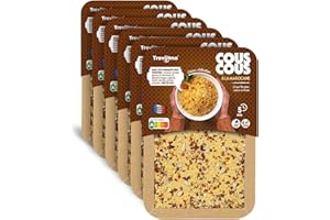 Trevijano Cous Cous Marocain: 6 barquettes de 300g chacune. Sans additifs ni conservateurs: Cous cous, tomate séchée, graines de tournesol, ail, poivron rouge, oignon, cumin, menthe, piment, coriandre
