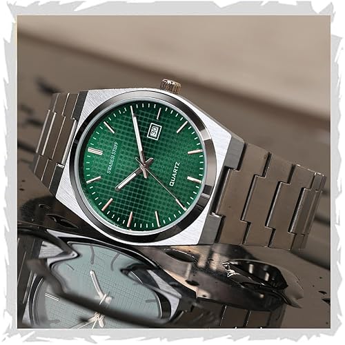 SWADESI STUFF Stainless Steel Date Display Mens Wrist Analogue Watch (Blue), Dial-Color:Multicolour, Band Color:Silver