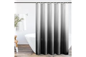 WELTRXE Zasłona prysznicowa, z nadrukiem cyfrowym, 120 x 180 cm, tekstylna tkanina poliestrowa, odporna na pleśń, wodoszczelna, nadaje się do prania, czarna