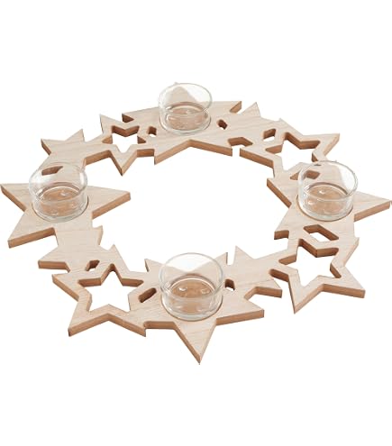 Adventskranz Für Teelichter Aus Holz & Metall – Mit Zahlen 1-4, 40,5 X 19 Cm, Wiederverwendbare Weihnachtsdeko