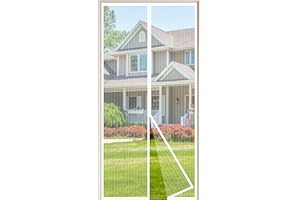 JIANJIAO mosquitera puerta magnetica blanca,85x205cm Puerta de Malla Corredera cortina para del Balcón Corredor Contrapuertas con Anti Mosquito Insecto Se Cierra Automáticamente-Blanco