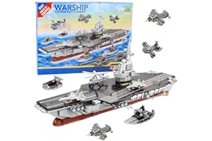 SHERWOOD STORE Set Portaerei da Guerra 562 Pezzi – Nave Militare con Aerei e Accessori | Kit di Costruzioni Compatibile con mattoncini principali marche, Modello Dettagliato per Bambini 6+ e Collezionisti