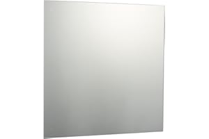 Reflex Sales and Marketing Ltd 60 x 60cm Square Plain Frameless Unframed Bathroom Mirror with Chrome Effect Metal Spring Loaded Wall Hanging Fixing Clips