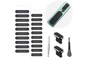 RYMAUP® 20 Stück Staubdichter Aufkleberschutz für Telefonlautsprecher, Mesh-Lautsprecher-Anti-Staub-Klebeabdeckung, inklusive Anti-Staub-Stecker, Telefonanschluss-Reinigungsbürste