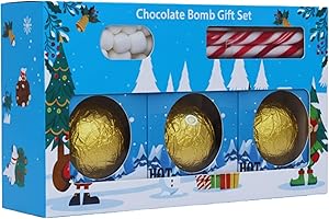 BAYTRADE Hot chocolate bombs with marshmallow X 3 and 3X peppermint christmas candy cane sweets - Yummy hot chocolate station gift set - Xmas eve box fillers for kids Adults