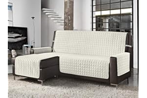 BANZAII TEXTILE INNOVATOR ONLINE Banzaii Copridivano con Penisola Trapuntato Tinta Unita Antimacchia Imbottito 3 Posti Panna con Penisola Destra