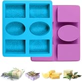 2 Pieces Soap Mold and 6 Cavities with Flowers | Silicone Soap Molds, Soap Molds, Soap Mold, Rectangle and Oval Silicone Soap