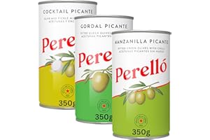 TURKEYMILK Speciality Olive Variety Bundle Containing 3 Tins of Perello Brand Olives-Manzanilla Picante, Gordal and Cocktail