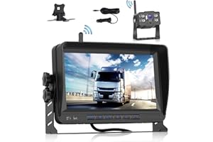 OILIEHU Caméra de Recul sans Fil, IPS Moniteur HD 7", 1080P 120 ° Grand Angle Caméra de Recul Numérique pour Vision Nocturne Infrarouge Étanche IP69, Caméra de Recul HD pour Camion Camping Car DC 12-36V