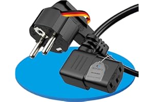 sonero Kabel zasilający do urządzeń zimnych, 3-biegunowy, 3,0 m, zestyk ochronny, wtyczka sieciowa wtyczka sieciowa na złącze urządzeń zimnych C13, kąt 90°, kabel zasilający, kabel zasilający do