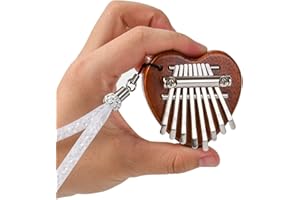 Alnicov Mini Kalimba Pianoforte a Pollice a 8 Tasti,Pianoforte a Pollice in Legno Massello Marimba Portatile,Regali Musicali Tascabili per Principianti (A Forma di Cuore)