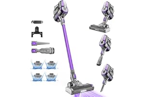 ‎FIXTFIXER FixtFixer 250W/25KPa/55Min Akku Staubsauger, 4×HEPA, Staubsauger Kabellos mit Bürstenloser Motor, LED-Licht und Anti-Tangle-Bürste, Staubsauger für Tierhaare,Treppen (violett)