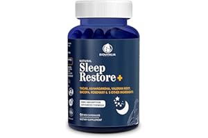BIOVITALIA ORGANICS Biovitalia Natural Sleep Restore+ Sleeping Tablets, Deep Sleep Supplement for Better Sleep Non Habit Forming Support Formula for Healthy Sleep Cycle Men & Women - 60 Capsule