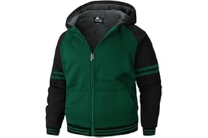 LLdress Veste Polaire Garçon Sweat à Capuche avec Zipper Enfants Hoodie Chaud Causal Hiver Ourdoor Veste d'hiver avec Doublure Hooded Jacket Pullover Automne