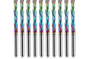 EU_HOZLY DLC Coating UP Down Cut 2 Flutes Spiral Carbide Router Tool CNC Router Compression Wood Shank 1/8" Shank 1/8" Cutting Diameter 22mm CEL