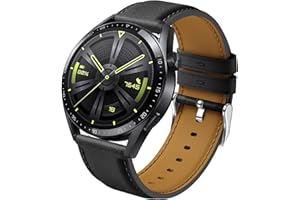 Syxinn Skórzany pasek do Huawei Watch GT 3 46 mm / GT 3 Pro 46 mm, Huawei Watch GT 2 46 mm / GT 2e / GT 2 Pro, Huawei Watch 3/3 Pro, miękki skórzany pasek do zegarka, sportowy pasek dla mężczyzn i