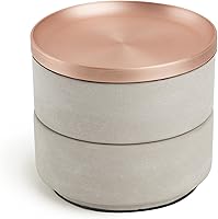 Umbra Tesora Box. Boîte à Bijoux Tesora, en résine de béton et métal cuivré. Dimension 12.7cm x 11.4cm