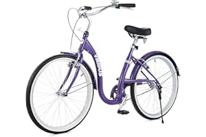Viribus Beach Cruiser Bike for Women, Single Speed Womens Bike with Adjustable Seat Cruiser Handlebar, Low Step Through Frame, Dual V Brakes, City Commute Bike for Adults Women