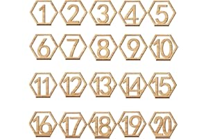 Lopbinte Signes en Bois de Chiffres 1-20 Numero de Table d'hexagone de Mariage Numeros de Table en Bois Signe de numeros de Siege de fiancailles de Mariage Rustique