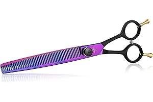 PURPLEBIRD 7.5 Inch Dog Grooming Scissors Dog Thinning Shears Professional Pet Hair Scissors Japanese Stainless Steel Purple Cat Pet Hair Cutting Trimming Shears