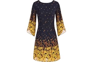 GRACE KARIN Abito Donna Vestito Elegante Chiffon Manica Corta Casual in Girocollo