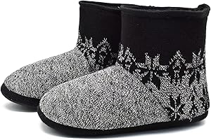 KuaiLu Pantofole Stivaletto Uomo Invernali Chiuse a Maglia Stitch Memory Foam Ciabatte Stivaletti Comode Calde Pelose Peluche Lana Cotta Antiscivolo Scarpe da Casa