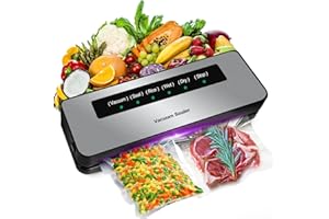 DICTIEN Maquina de Vacio para Alimentos 6 en 1, Selladora Automática de Alimentos Secos y Húmedos, Sellador al Vacío con 20 Bolsas de Vacío y Tubo de Vacío