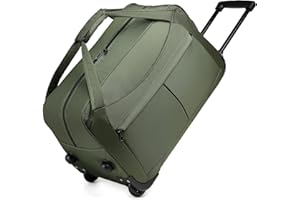 KONO Trolley Reisetasche mit Rollen Klein Rollkoffer Handgepäck Koffer 56cm Leicht Reisekoffer mit 2 Rollen (Grün)