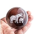 HDCRYSTALGIFTS 3D Laser Elephant Crystal 60mm Ball Crystal Paperweight Figurine Home Art Decor Crafts