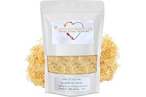 CHERISHED FRUITS LTD Raw Saint Lucia Golden Organic Sea Moss – Wildcrafted and Sun Dried Sea Moss - Vegan Superfood, Non-GMO - 100% Natural - Rich in Nutrients with 92 essential minerals - 150 gm
