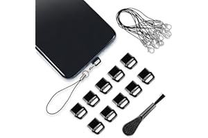 AOZUO 10 Stück USB C Staubstecker Abdeckung, Typ C Port Stecker mit 10 Stück Lanyard Telefonringband und Reinigungsbürste, Ladeanschluss Abdeckung USB C Port Kappen für Mobiltelefone (Schwarz)