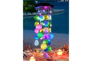 iShabao Campanelli Eolici Solare Conchiglia con Palla Pastello, 18 LED Solari Carillon del Vento, Regali per Madre/Moglie/Figlia/Fidanzata, Decorazioni per Albero, Terrazza, Balcone, Matrimonio