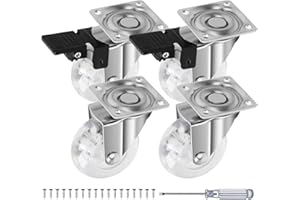EKOCEV 4 Pezzi 50mm Ruotelle Pesanti con 2 Freno Silenzioso, Ruote per Mobili Pesanti in Cristallo Trasparente, Capacità 110-145kg Ruote per Carichi Pesanti, Include Viti e Cacciavite