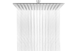 HAUSPROFI Pommeau de Douche Anti-Calcaire, Tête de Douche Pluie Economiseur d'Eau avec Buse en Acier Inoxydable 12 pouces / 30 cm Finition Chrome Brossé, Carré