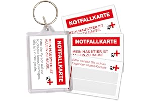 ‎ISECUR iSecur Notfallkarte für Haustiere im Schlüsselanhänger - 2x Acryl Anhänger Schlüsselring - Hund Katze I you0155